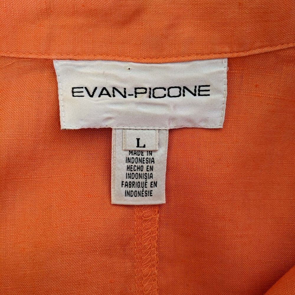 Evan- Picone Size L Orange 100% Linen Button Fron… - image 6